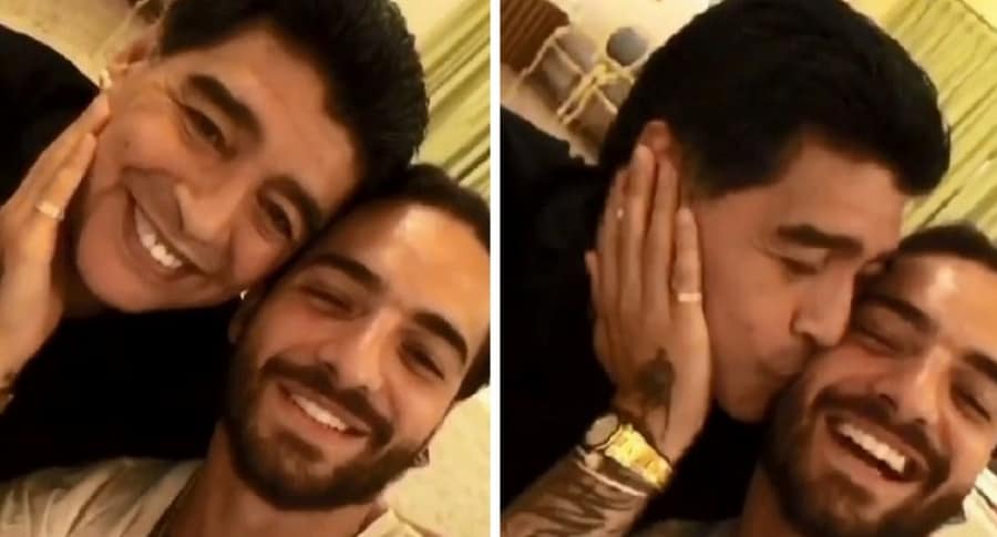 beso de Maradona a Maluma